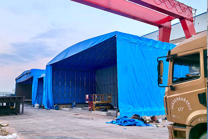 宏鋼重工地面軌道伸縮雨棚